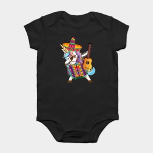 Mexican Dabbing Unicorn Cinco De Mayo Poncho Sombrero Guitar Baby Bodysuit